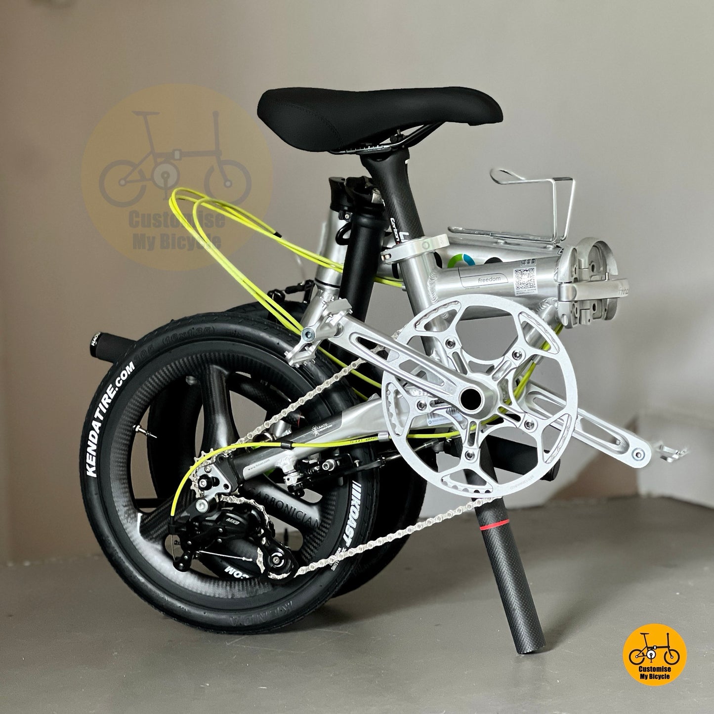 Fnhon Freedom 16 inch folding bike polished silver full side view
