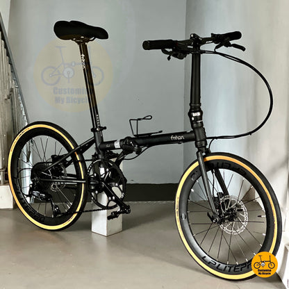 Sepeda lipat Fnhon Gale 22 inci Shimano 9s Matte Black tangguh untuk perkotaan
