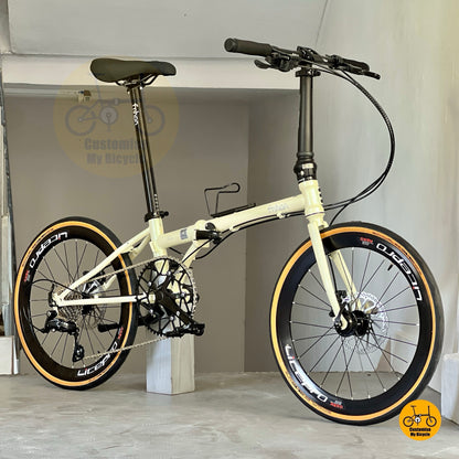 风行 Gale 22寸折叠自行车 杏子灰车架 Shimano 禧玛诺9速 Litepro 轮组