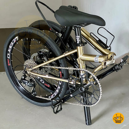 Basikal Lipat Fnhon Gust 22 Inci Titanium Gold Dengan Shimano 9 Kelajuan
