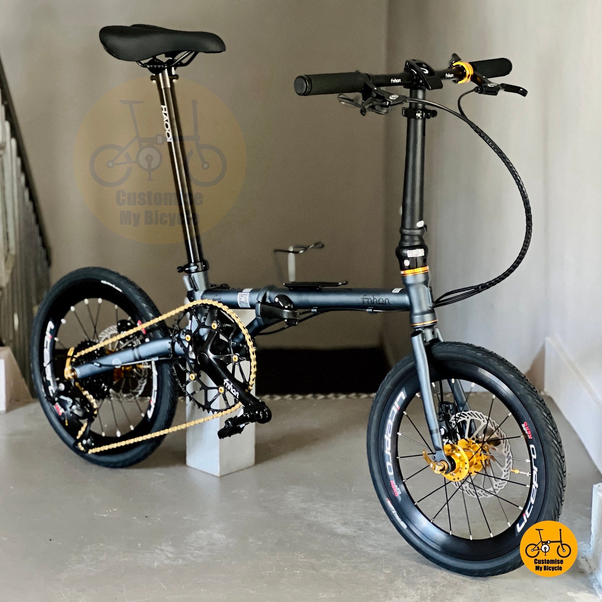 Folding Bike Fnhon Gust 18 Inch Foldable Bike Dark Teal Blue Shimano 9 Gears Compact Folding Bicycle For MRT Commuting
