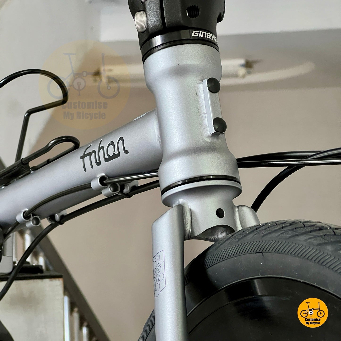 Close up of battleship grey Fnhon Gust 18" (16" 349) with front block holes