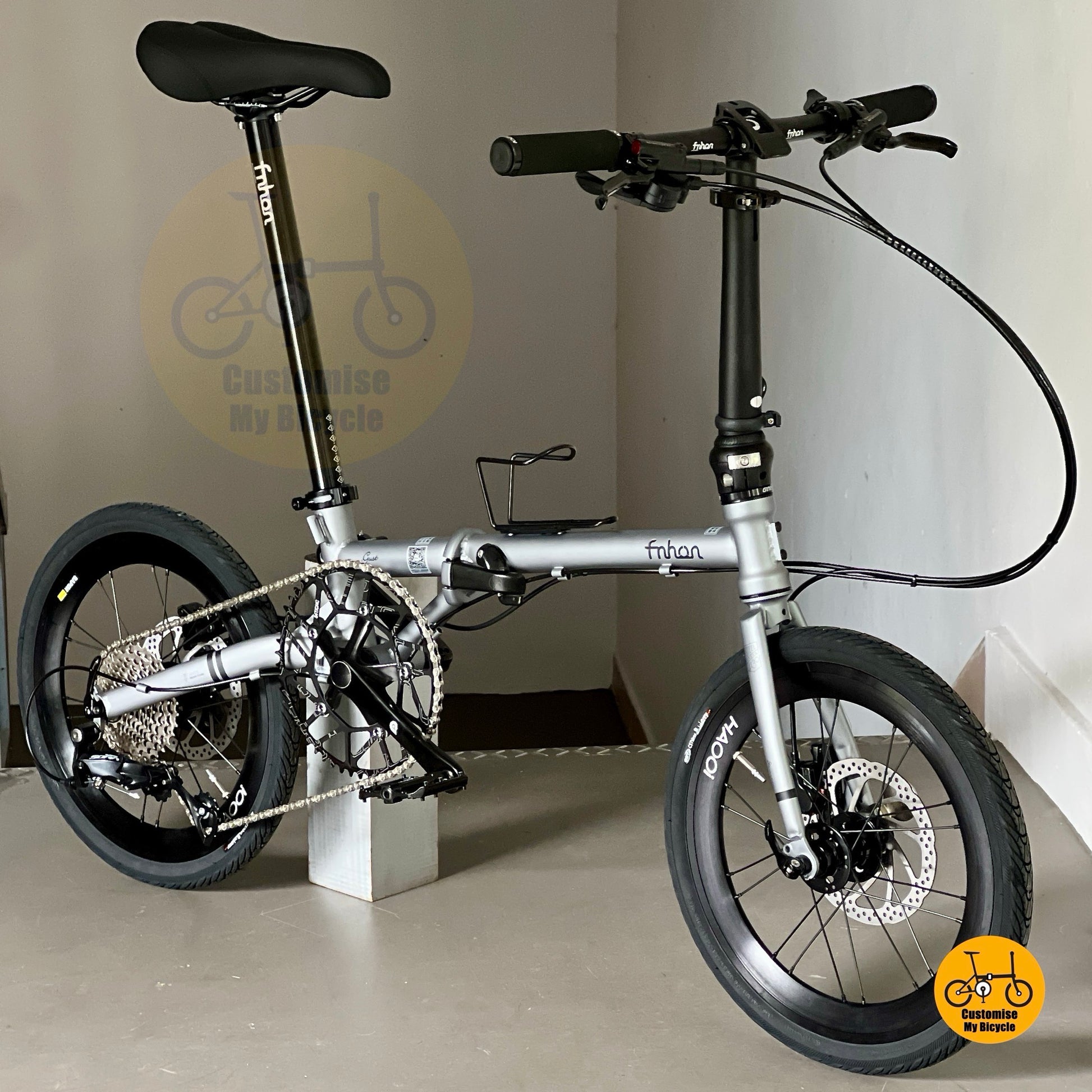 风行蚂蚁腿 16寸349 战舰灰 折叠车，配备 HAOOI 轮组、禧玛诺9速 及 LITEPRO 液压刹车