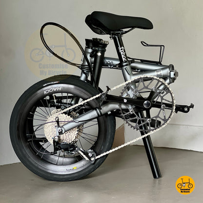 Folded Size of Fnhon Gust 18 inch Battleship Grey folding bike weighing around 9.7kg