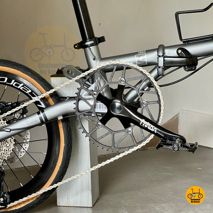 Fnhon Gust folding bike close up litepro hollowtech crank with 54t chainring
