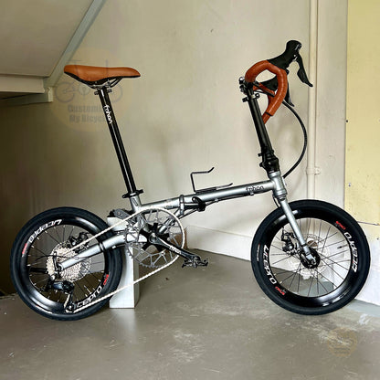 Sepeda lipat Fnhon Gust 16 inch warna Battleship Grey dengan Shimano 9 gears desain ringan dan ringkas