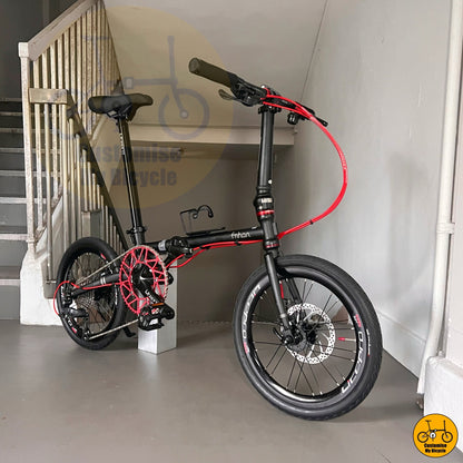 Fnhon Zephyr 18 folding bicycle premium black red frame for smooth road performance  

