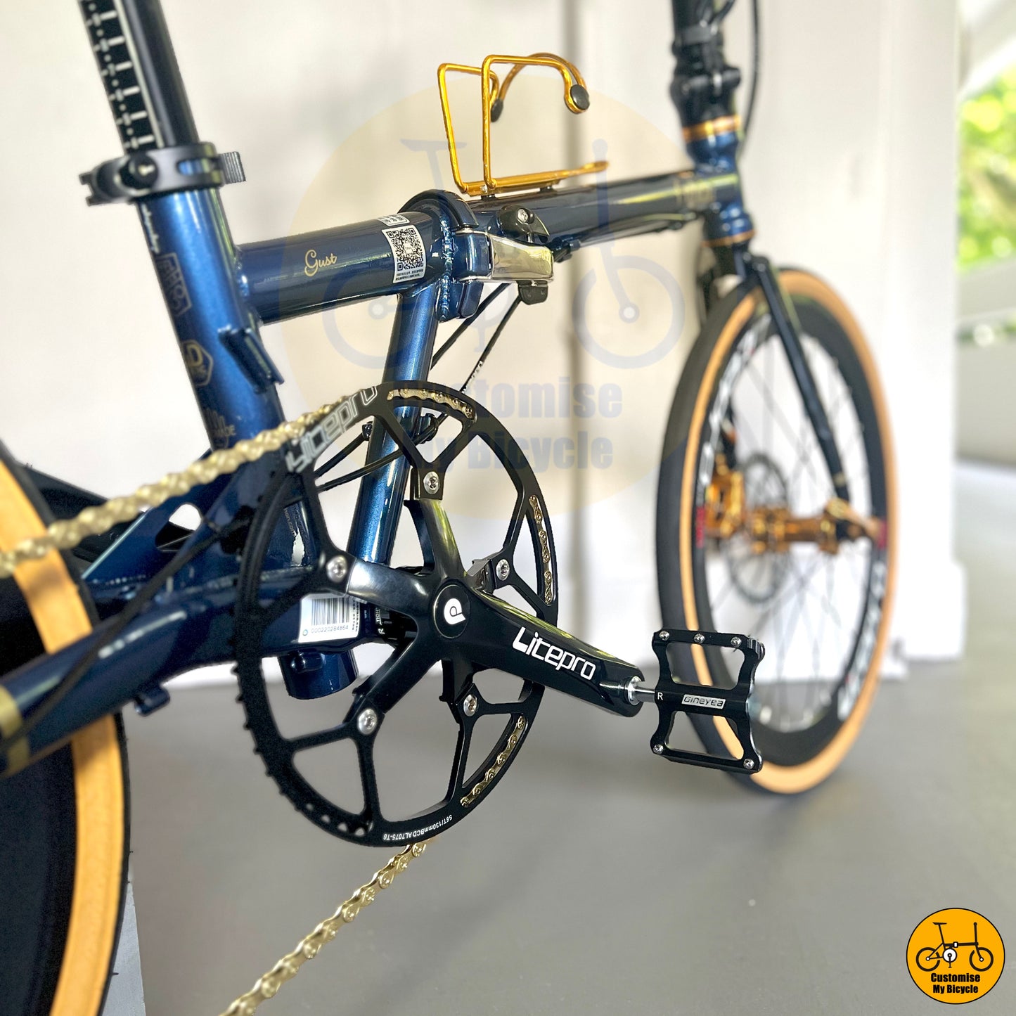 Deep sea blue frame folding bike with lightweight yet strong construction
