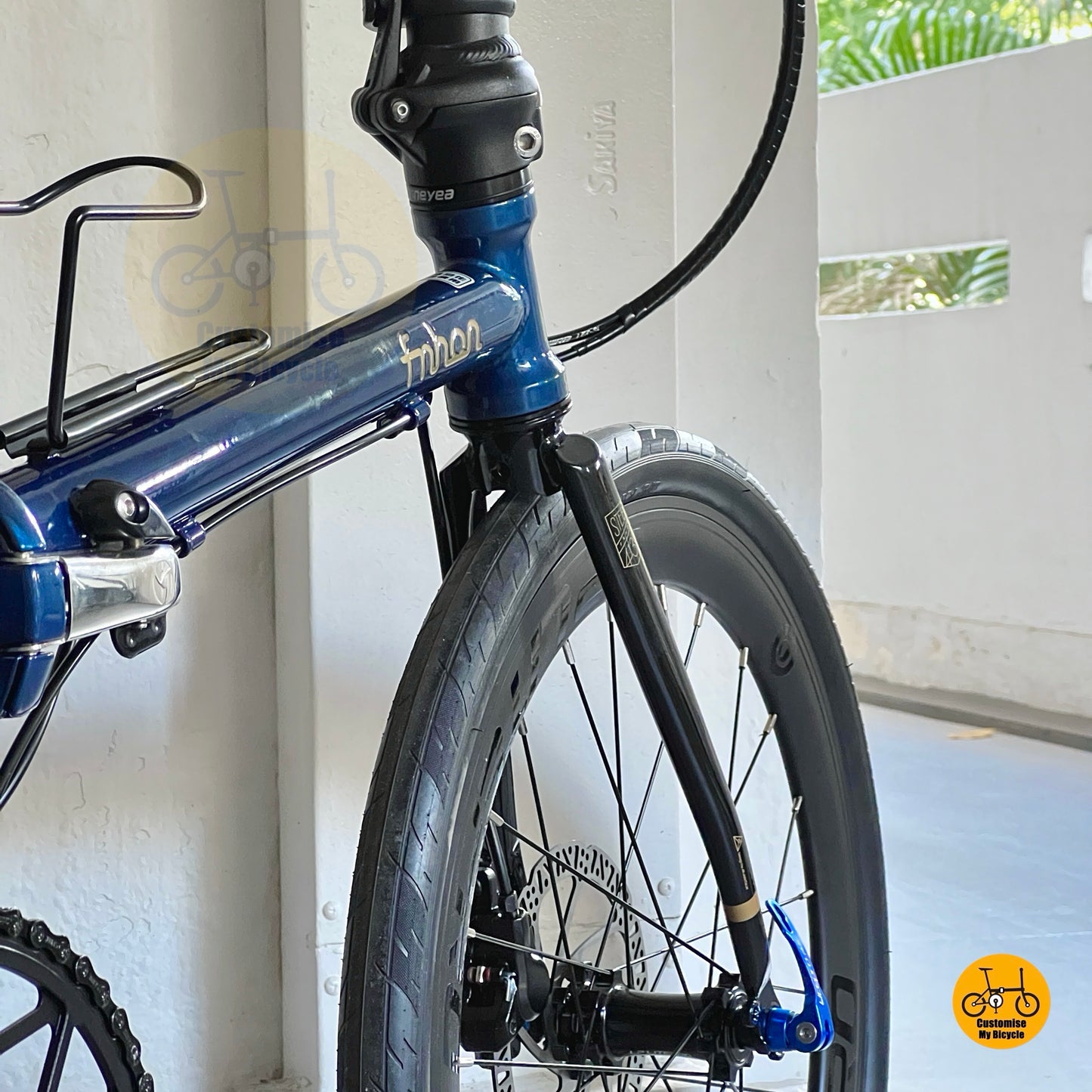 Fnhon Gust folding bicycle chromoly frame deep blue setup  
