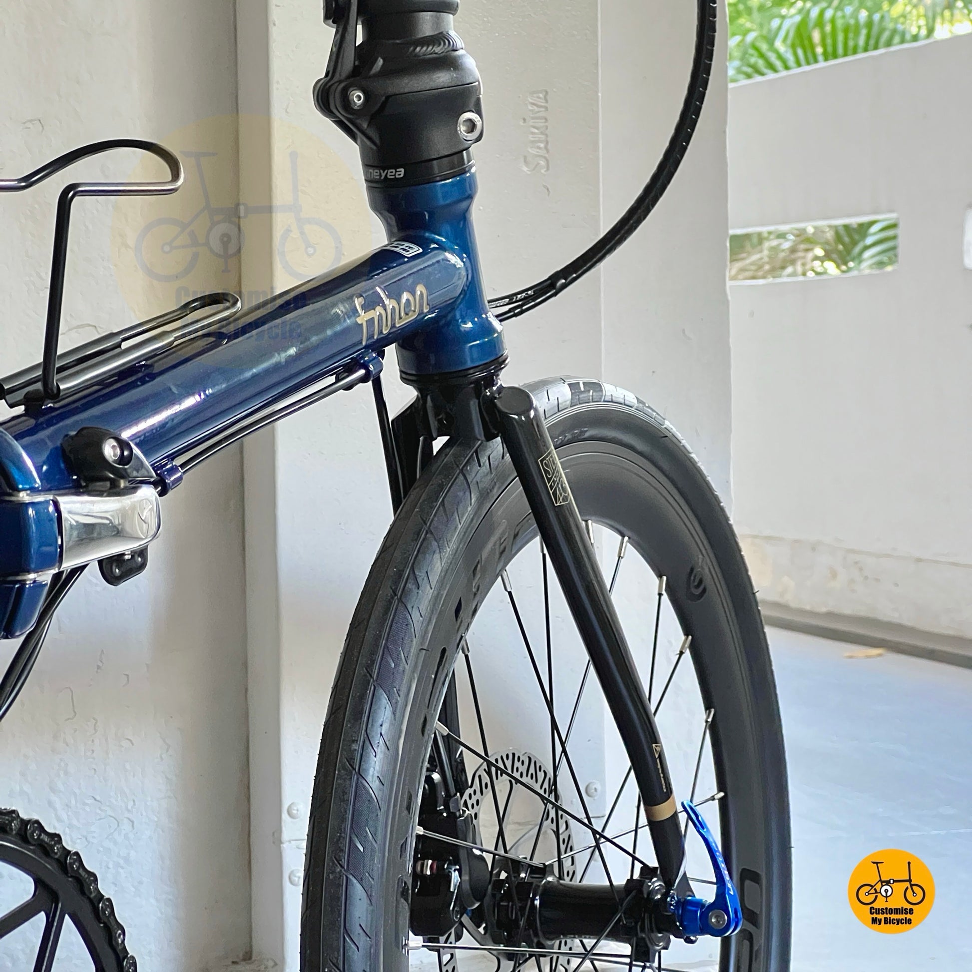 Fnhon Gust folding bicycle chromoly frame deep blue setup  
