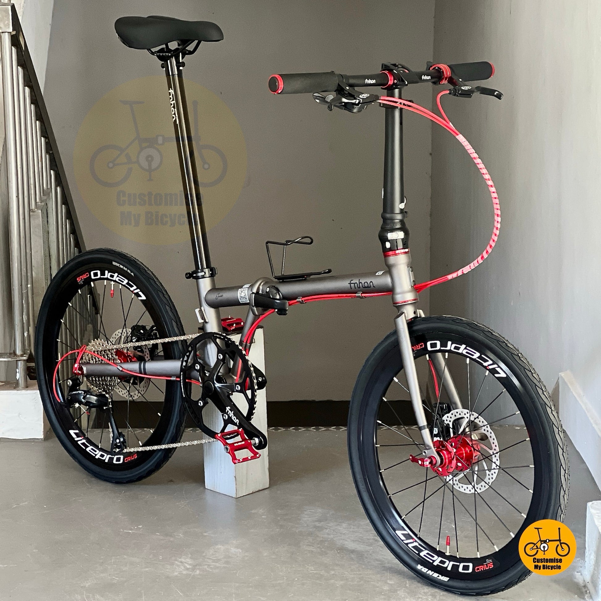 Fnhon Gust 22 Inch Battleship Grey Urban Folding Bike With Hollowtech Crank And High Profile Wheels
