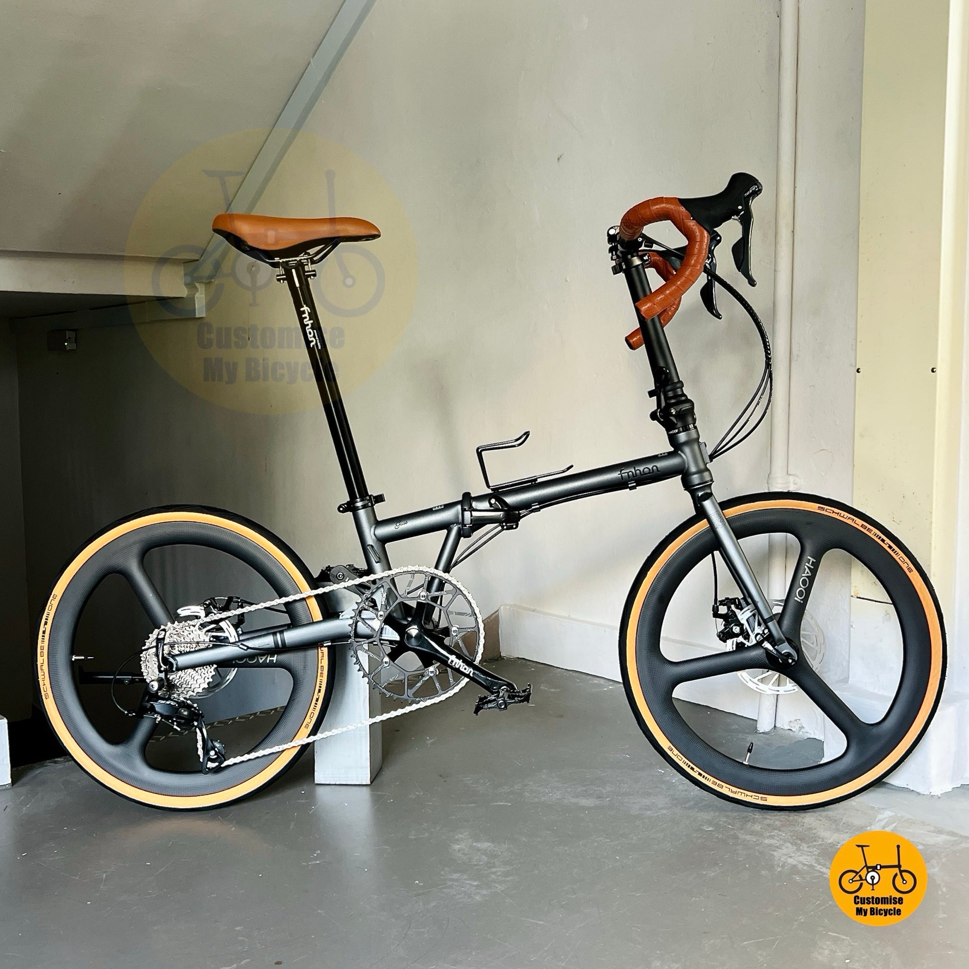Basikal Lipat Fnhon Gust 22 Inci Shimano 9 Gear Bingkai Kelabu Tahan Lasak Basikal Lipat Jalan Raya Gaya Sporty