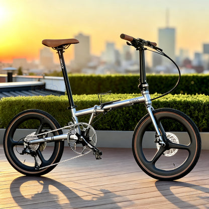 Fnhon Gust 20" Battleship Grey lightweight folding bike with Shimano 9 gears