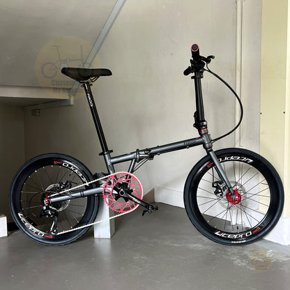 Sepeda lipat Fnhon Gust 22 inch warna Battleship Grey dengan Shimano 9 gears desain ringan dan ringkas