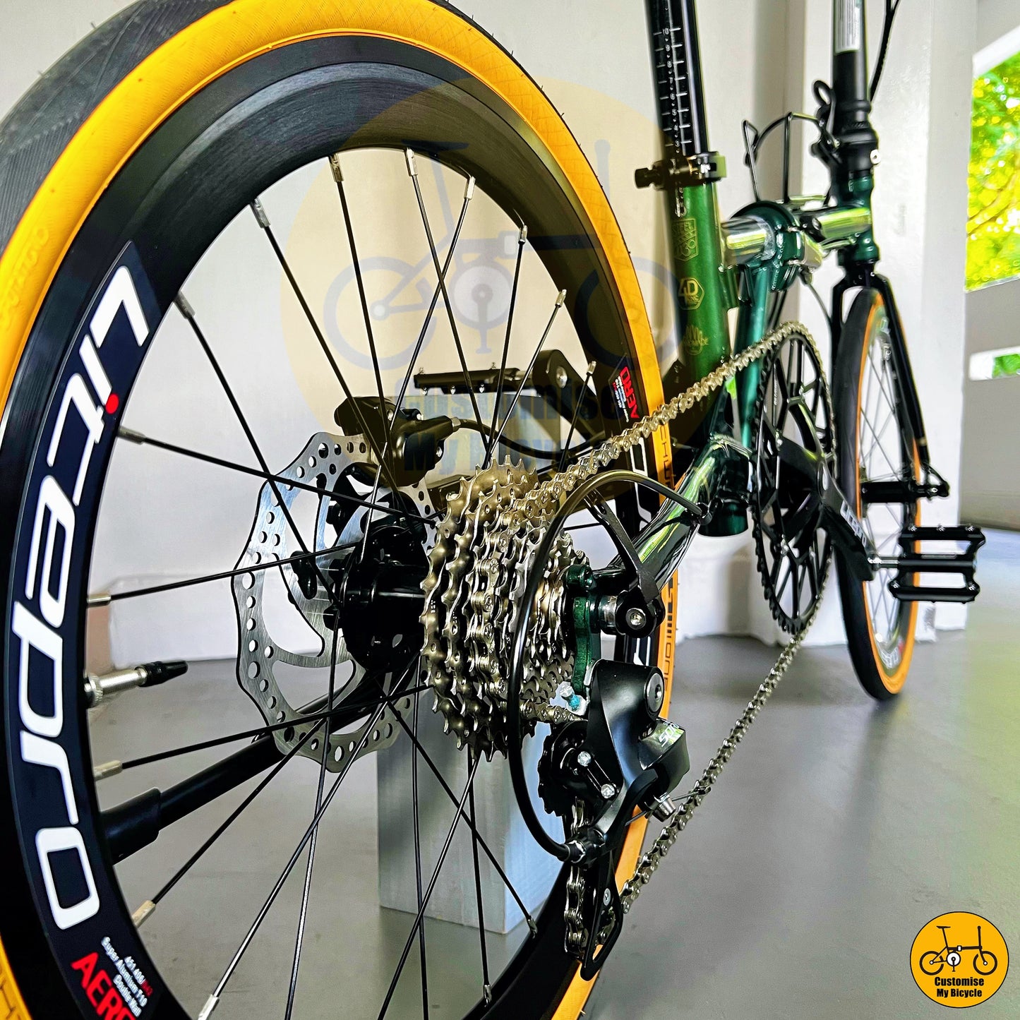 Emerald green frame foldie designed for efficiency and portability
