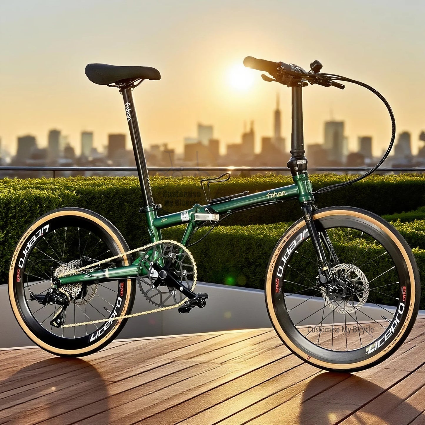 Fnhon Gust 22 Inch Folding Bike Emerald Green Shimano 9 Gears Hydraulic Disc Brake
