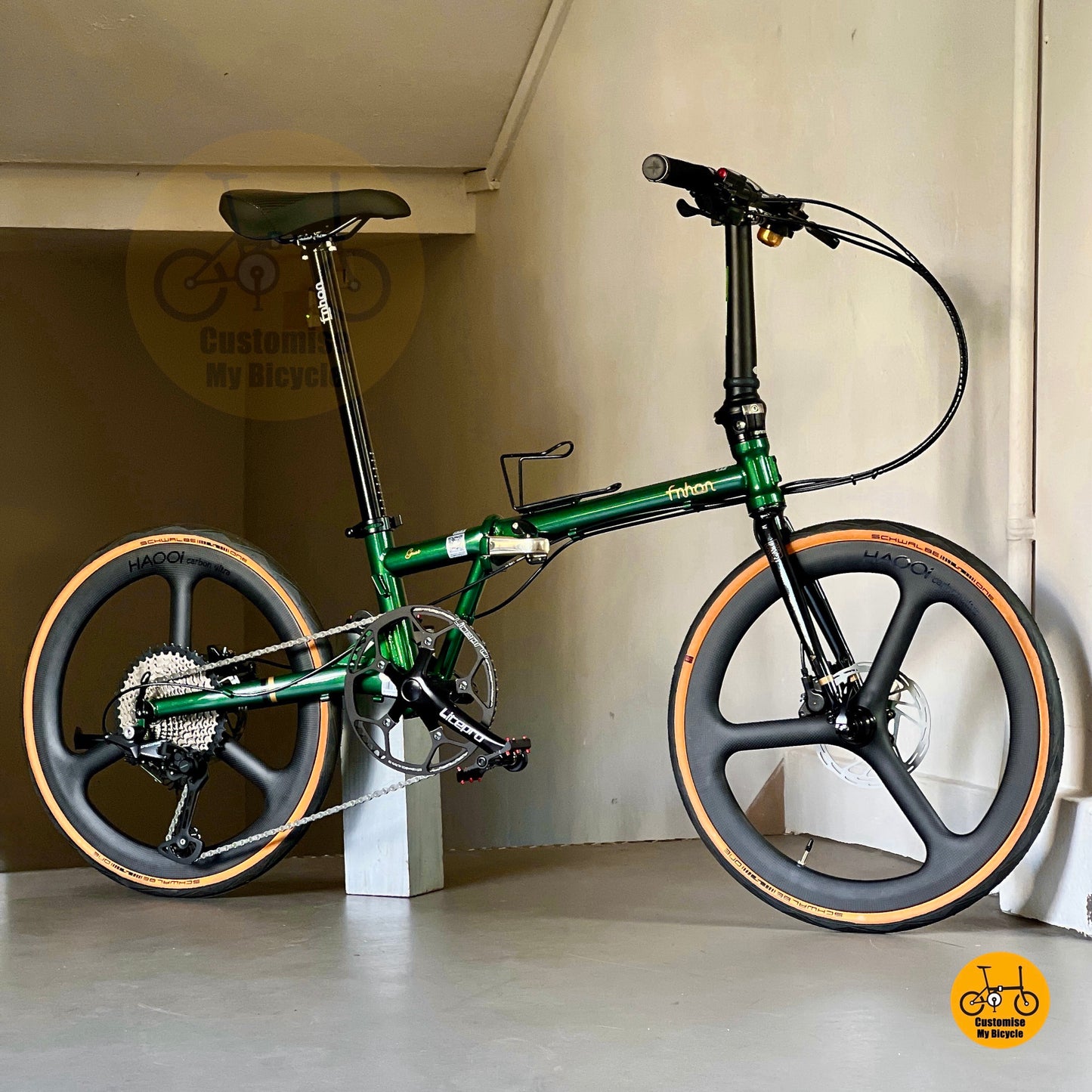 风行蚂蚁腿 22寸折叠自行车 翡翠绿色 Shimano 禧玛诺 Deore 12速 城市与公园骑行  