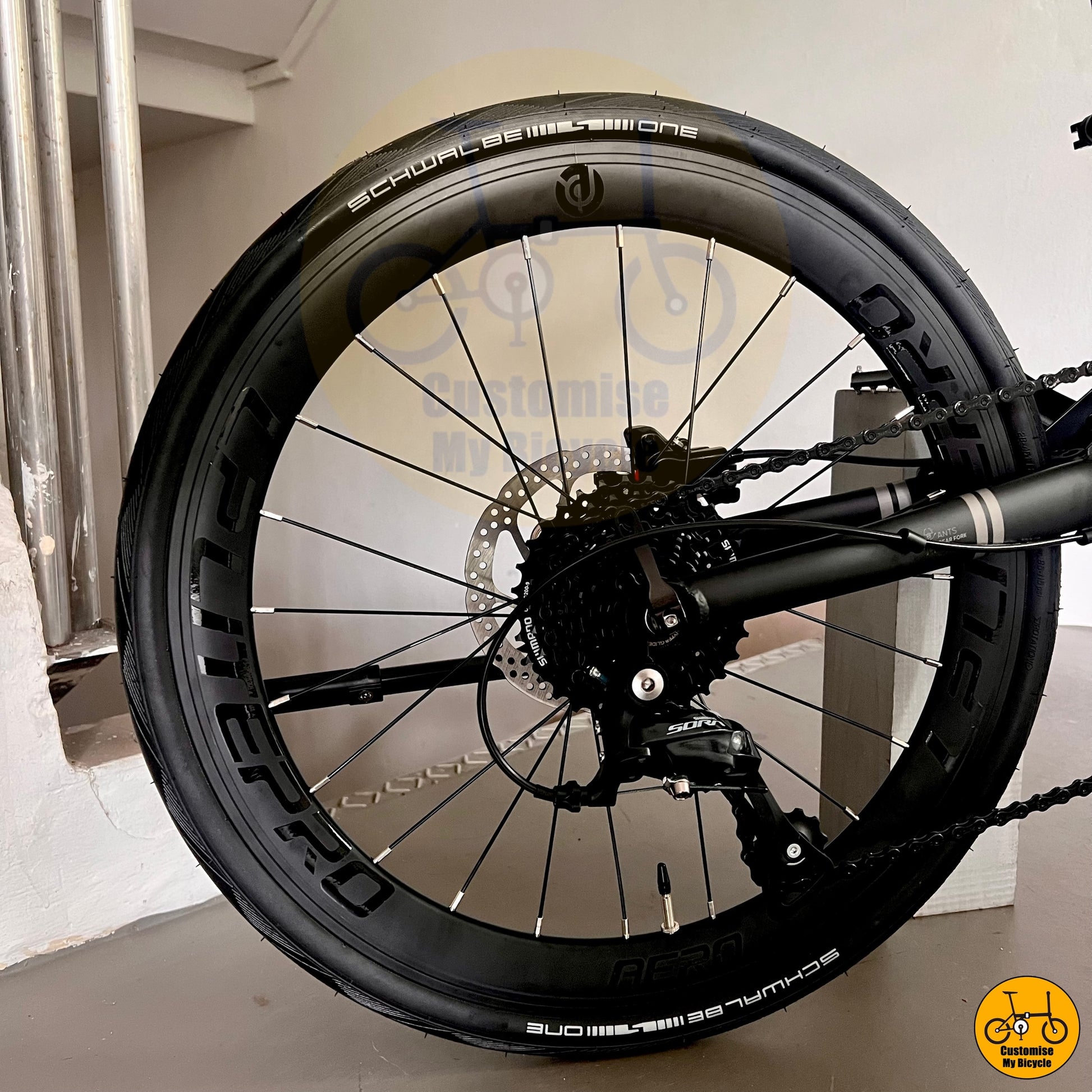 Matte black folding bike with high-performance Litepro wheels
