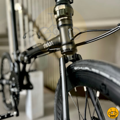 Matte black Fnhon Gust foldable bike with upgraded drivetrain
