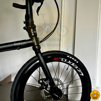 Black panther-themed folding bike with a stylish matte black finish
