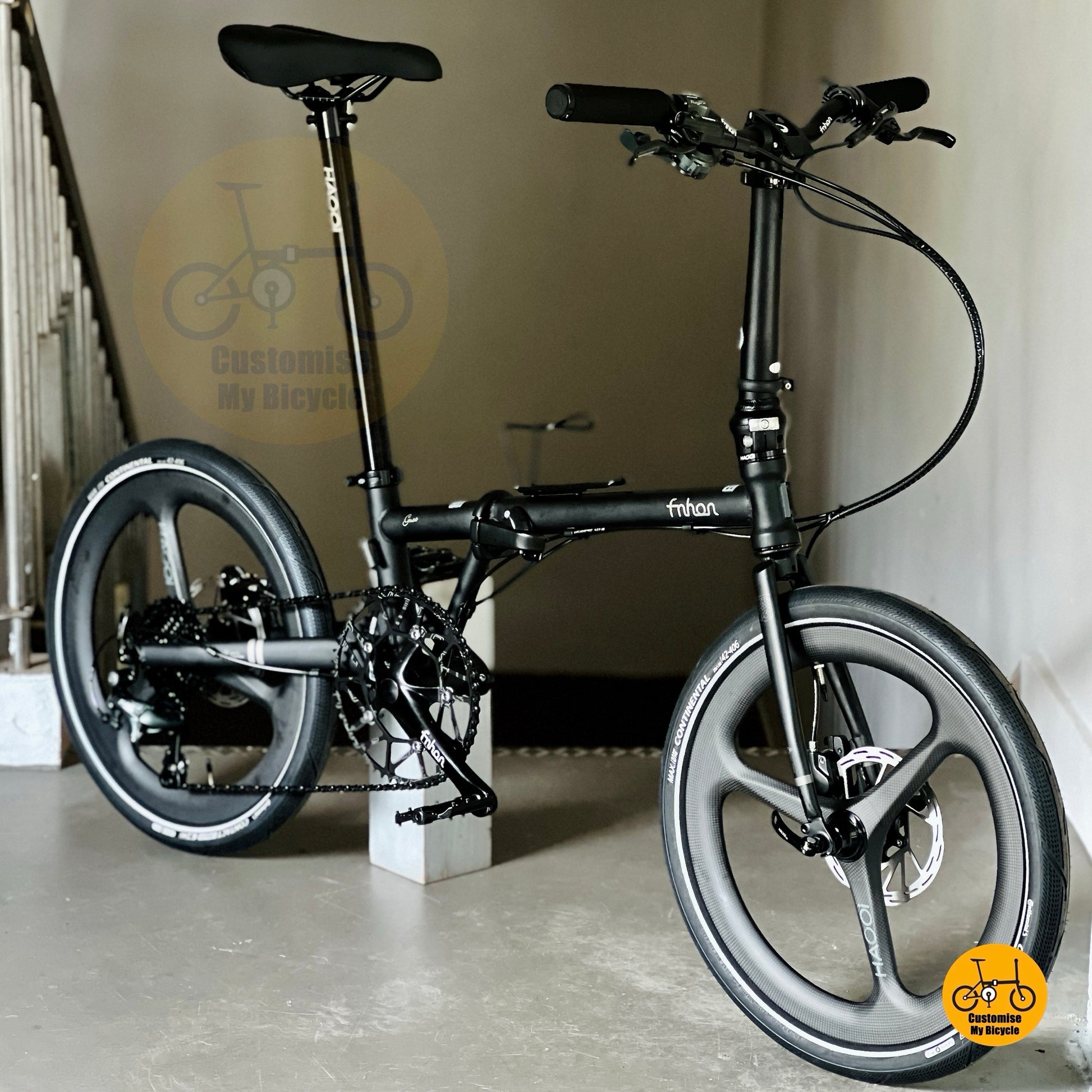Folding Bike Fnhon Gust 20 Inch Matte Black Shimano 10 Speed Continental Tyres Lightweight Foldable Bicycle Urban Commuter Performance
