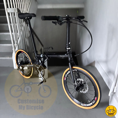 Fnhon Gust 20-inch Basikal Lipat Reka Bentuk Matte Hitam & Tayar Tan Wall
