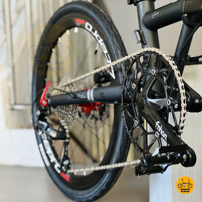 Fnhon Gust folding bike crankset close up Litepro hollow 54t chainring lightweight crank detail
