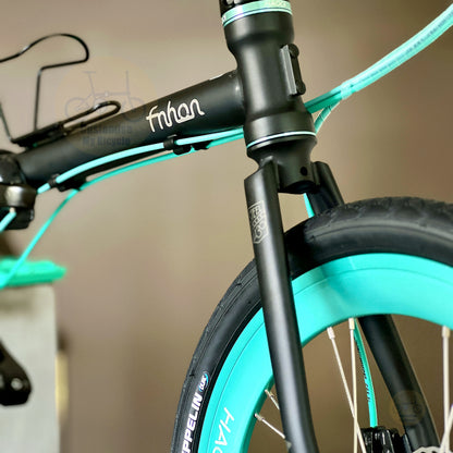 Fnhon Gust 20" Matte Black folding bike frame material colour detail