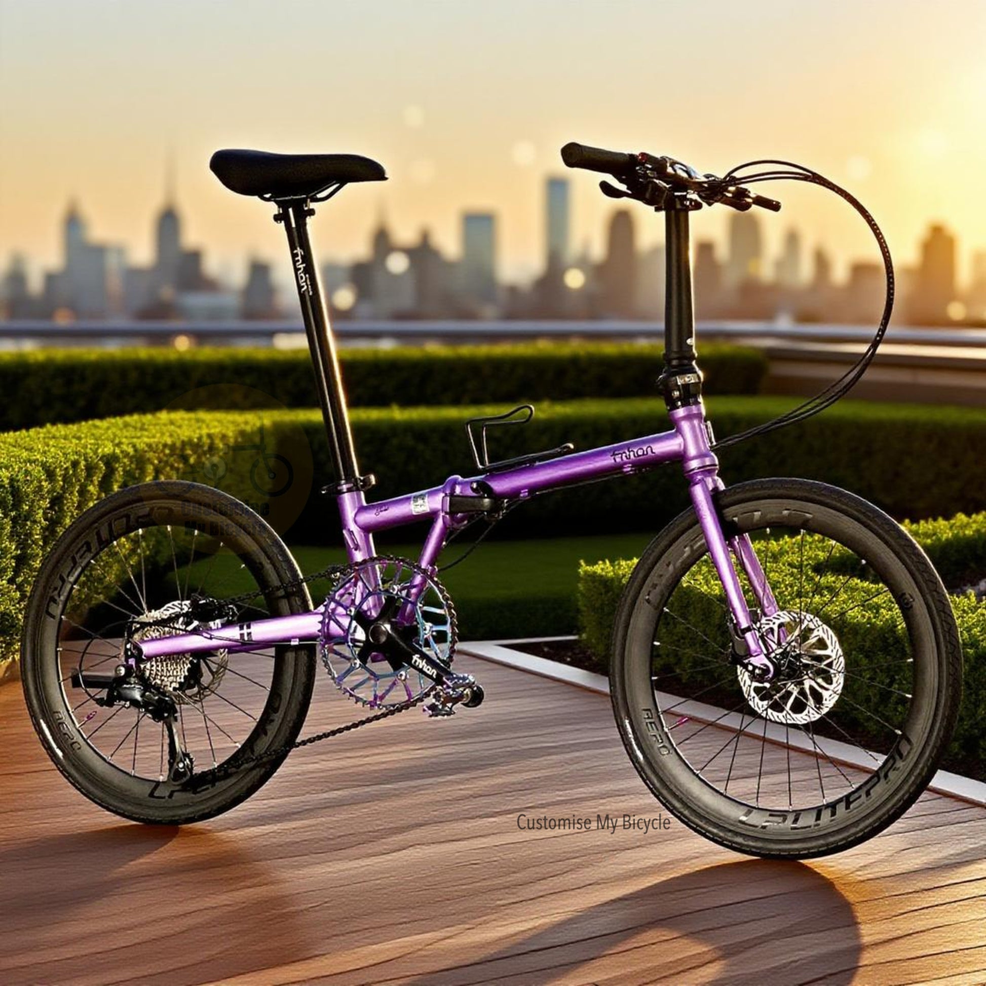 Fnhon Gust 22 Inch Lavender Purple Folding Bike with Chromoly Steel Frame and Shimano 9 Gears
