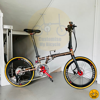 Basikal Lipat Fnhon Gust 22-Inci – Rangka Rose Gold & Brek Hidraulik Shimano Tiagra
