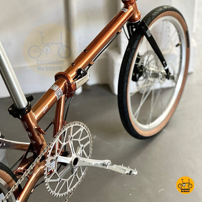 Three quarter front angle highlighting retro rose gold colour with silver accents
