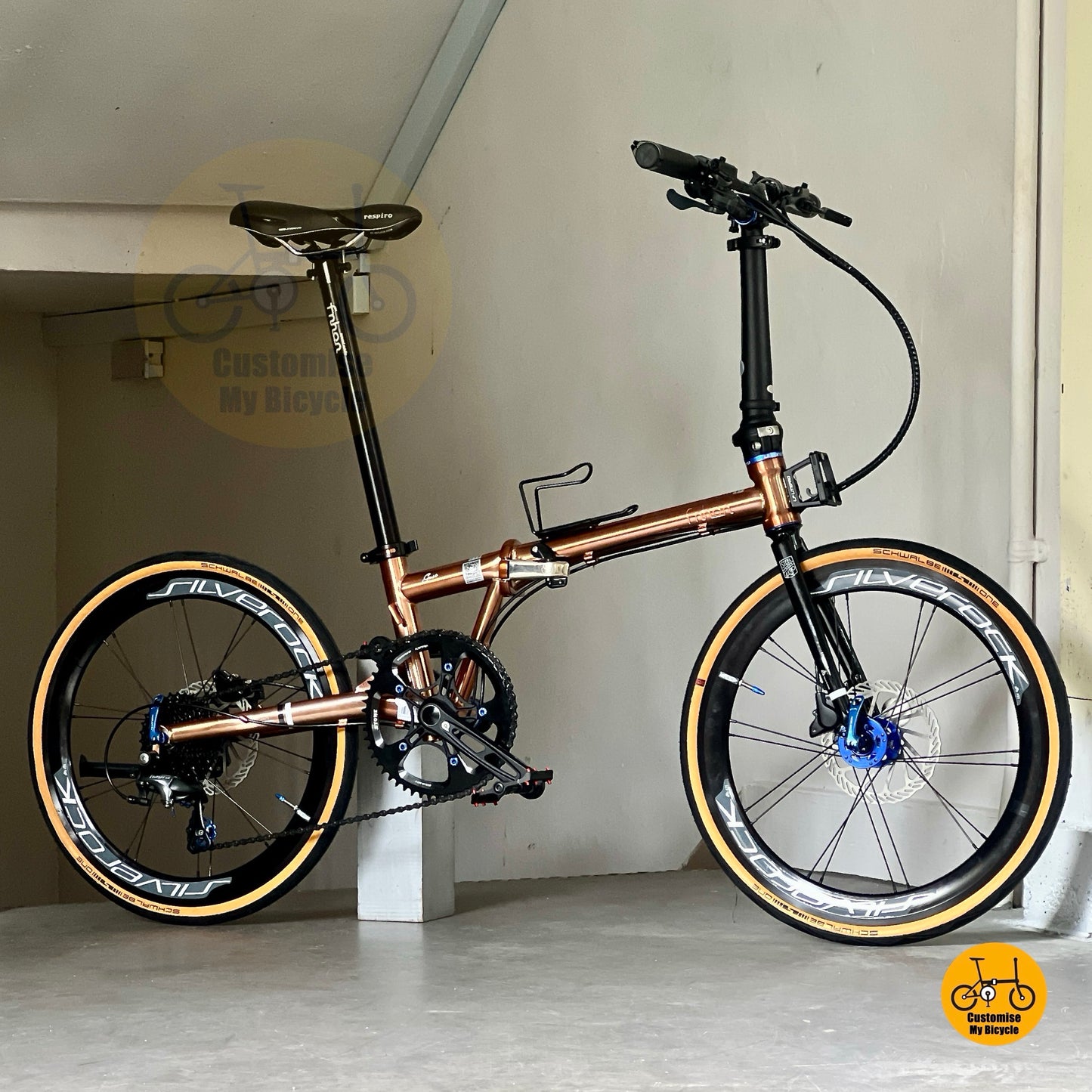 风行蚂蚁腿 fgd 22寸 折叠自行车 禧玛诺10速 Tiagra 玫瑰金 城市通勤折叠车 铬钼钢车架 Schwalbe One 轮胎 液压碟刹