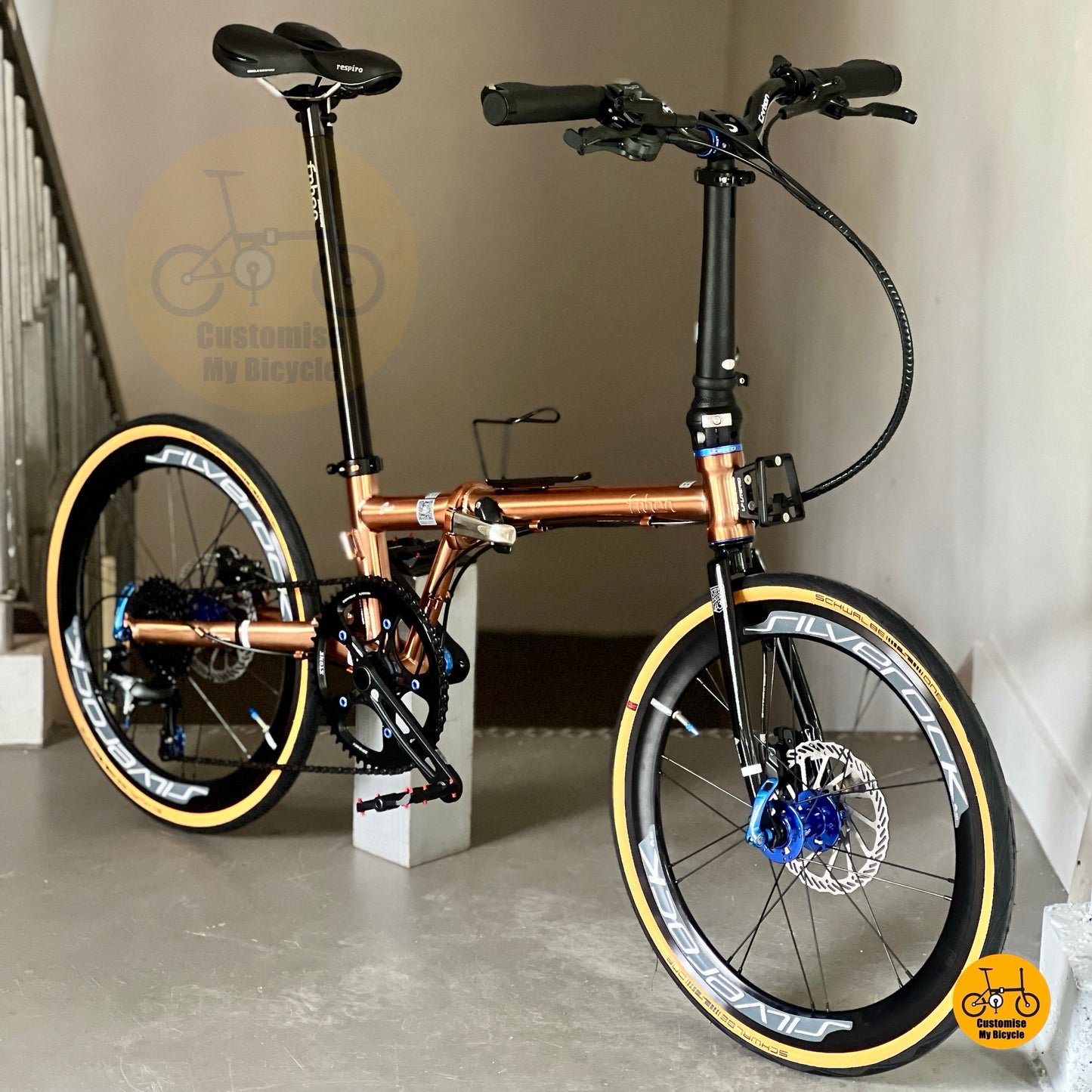 Fnhon Gust 22 Inch Foldable Bicycle Rose Gold Shimano 10 Gears Tiagra Chromoly Steel Folding Bike With Silverock High Profile Wheels Schwalbe One Tyres Hydraulic Brake
