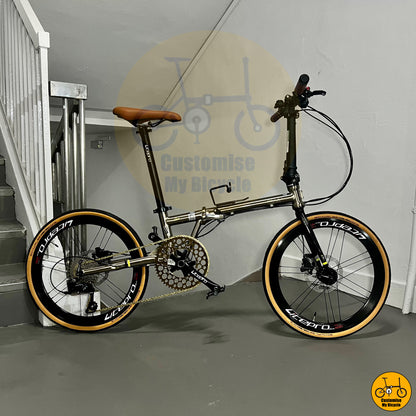 Fnhon Gust 22-inch Foldable Bicycle – Premium Titanium Gold Chainring & Schwalbe One Tyres
