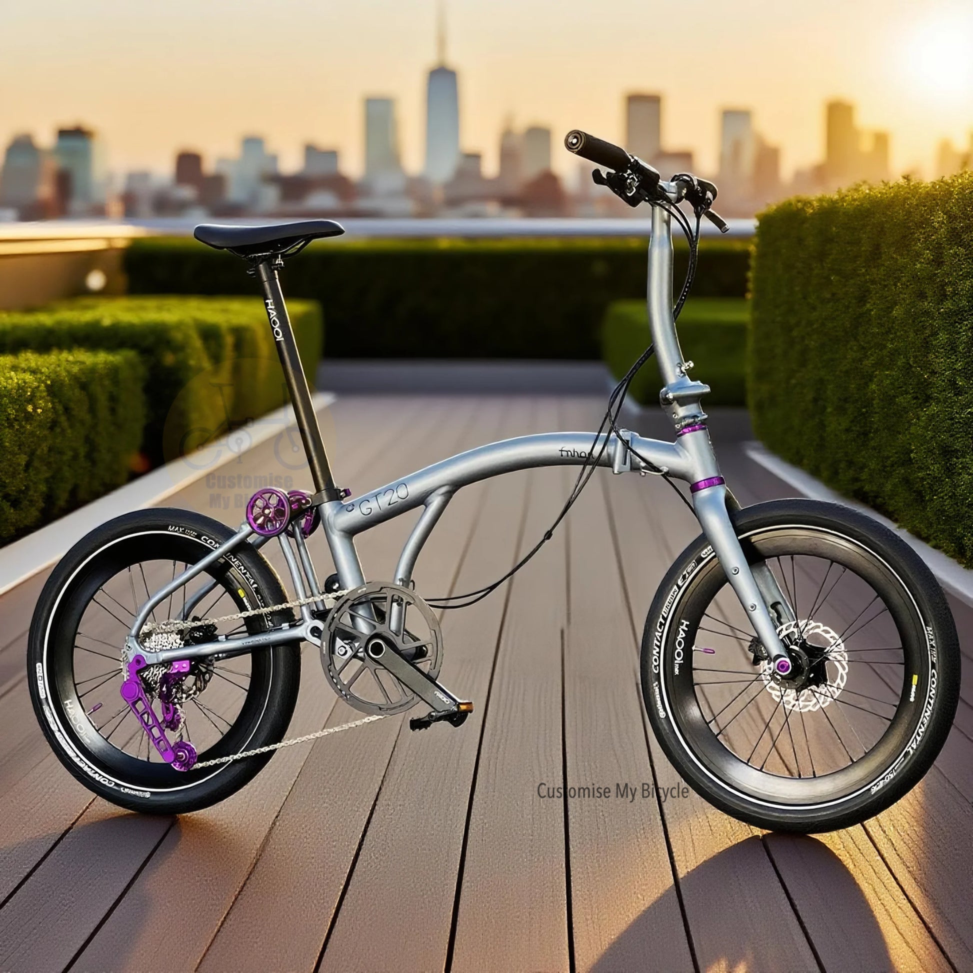 Folding Bike Fnhon GT20 20 Inch Shimano 10 Speeds Titanium Grey Aerodynamic Foldable Bicycle With Hydraulic Disc Brake Singapore
