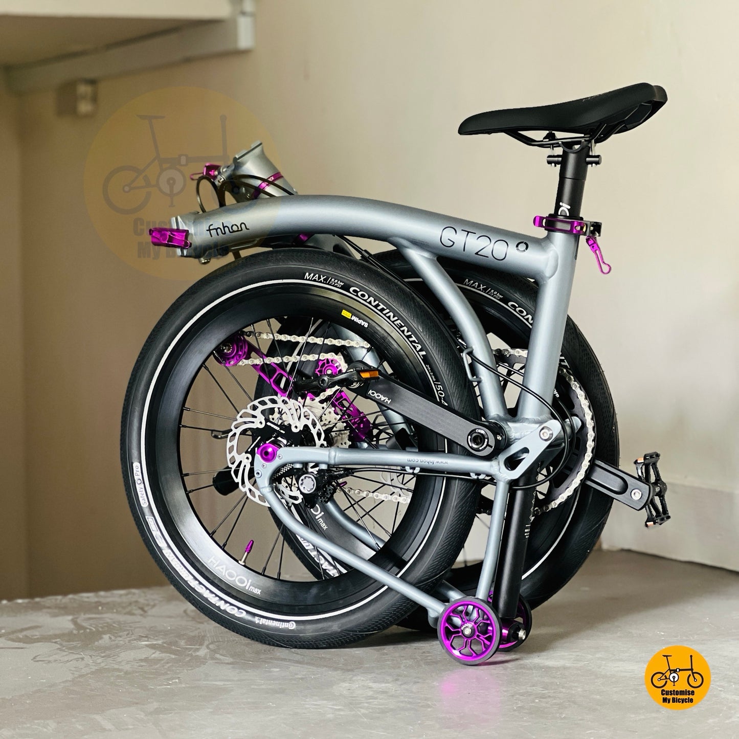 Folding Bike Fnhon GT20 20 Inch Titanium Grey 10 Speed Foldable Bicycle With 4 Pistons Hydraulic Brake Urban Commuter
