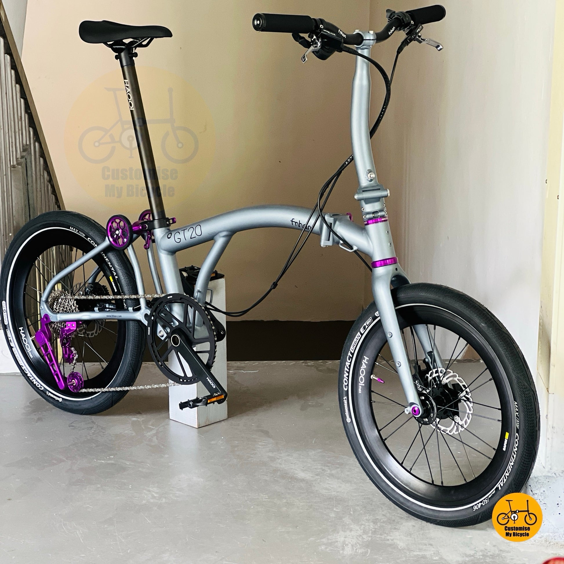 Fnhon GT20 folding bike aerodynamic aluminium frame titanium grey city ride
