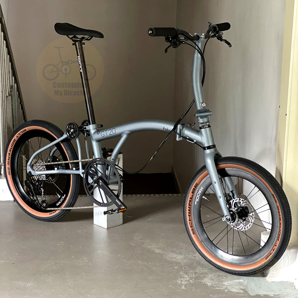 Fnhon GT20 20" Titanium Grey foldable bicycle with Dedicated 10 gears