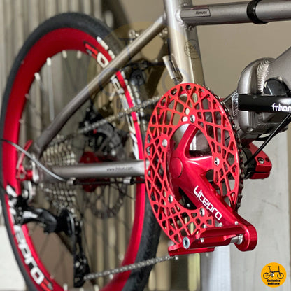 LITEPRO red crankset and chainring on Fnhon Monsoon folding bike  
