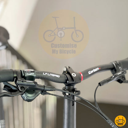 Fnhon Monsoon folding bicycle Litepro carbon low riser handlebar cockpit detail folding bike
