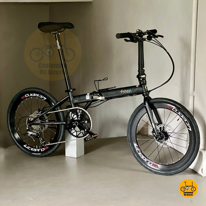 Basikal Lipat Fnhon Storm 22 Inci Matte Black Shimano 9 Speed Lipat
