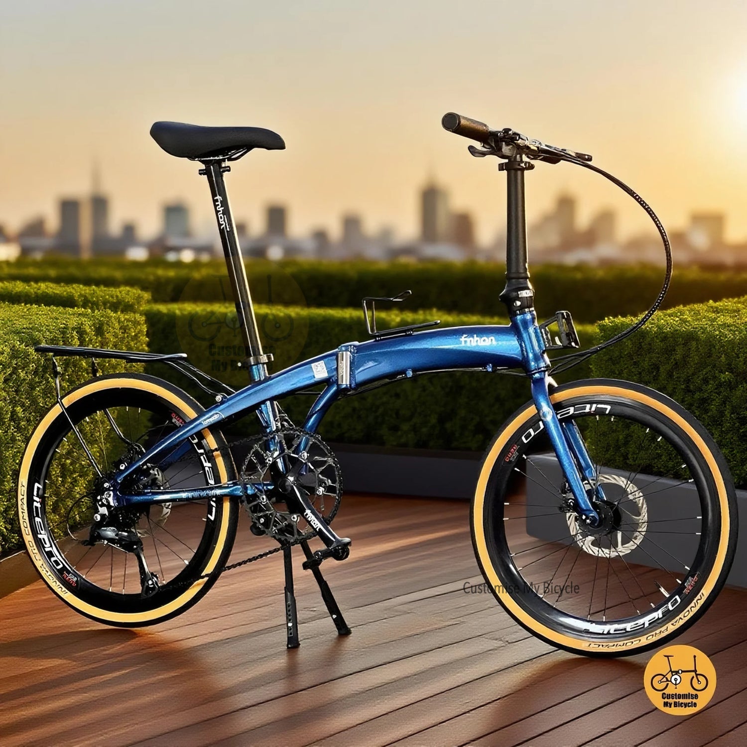 Fnhon Tornado 22 Inch Chameleon Blue Folding Bike with Shimano 9 Gears and Disc Brakes
