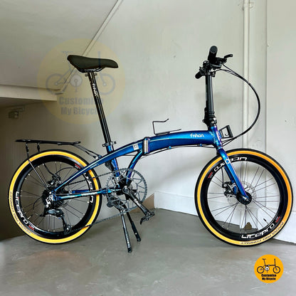 Fnhon Tornado 22 inch folding bike chameleon blue side view
