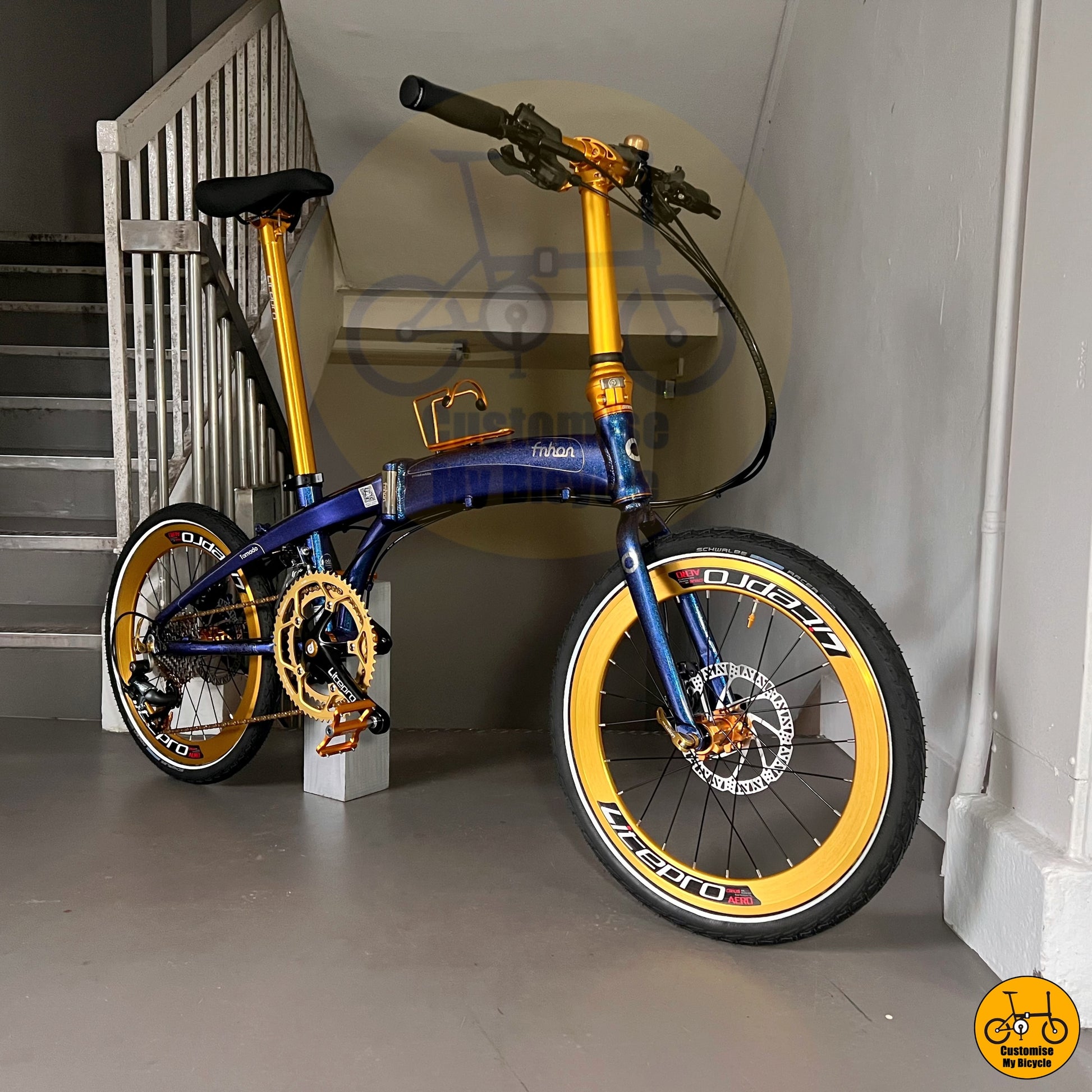 Chameleon Blue Frame + Gold Wheels – Eye-Catching & High Performance
