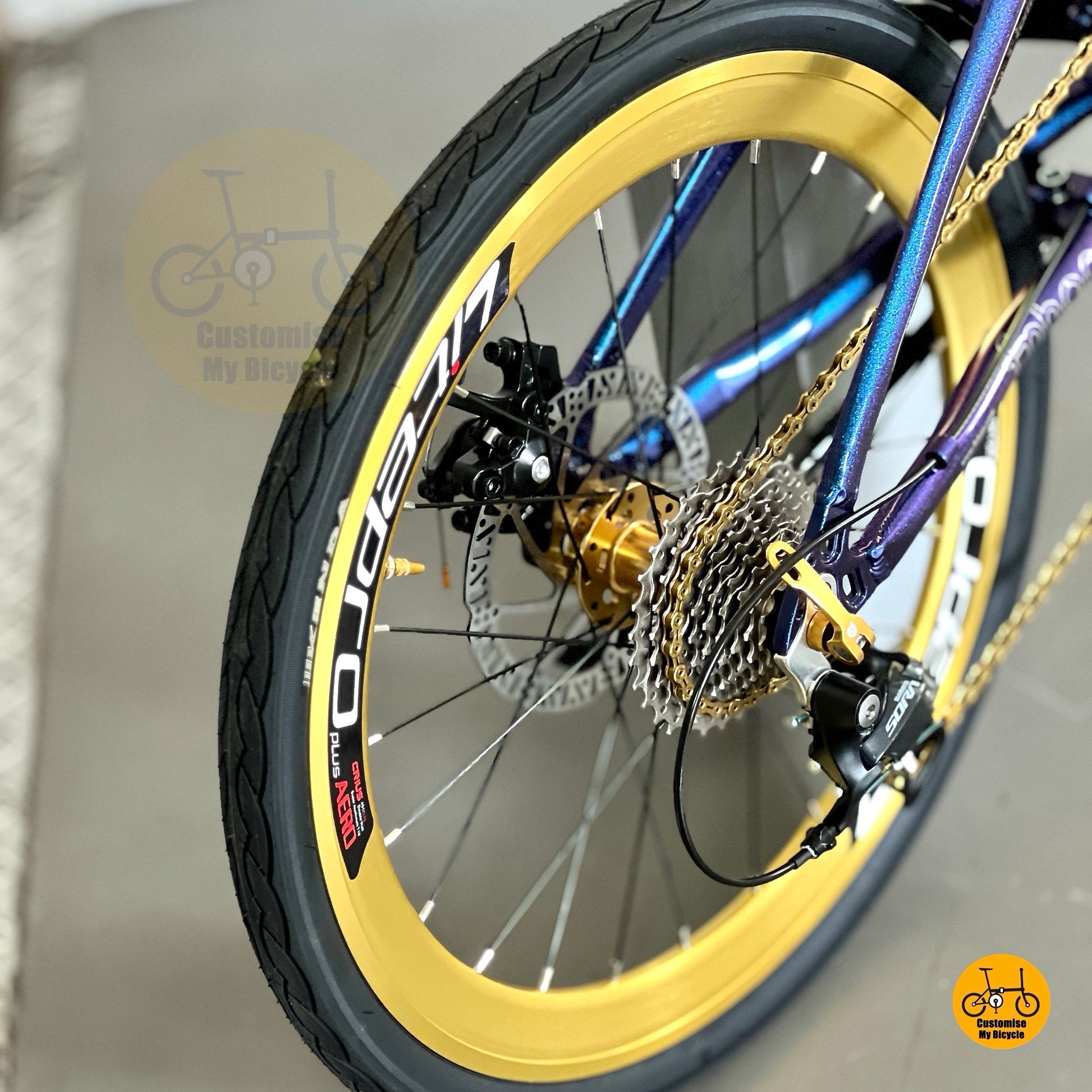 Shimano 9s foldie Fnhon Tornado Chameleon Blue
