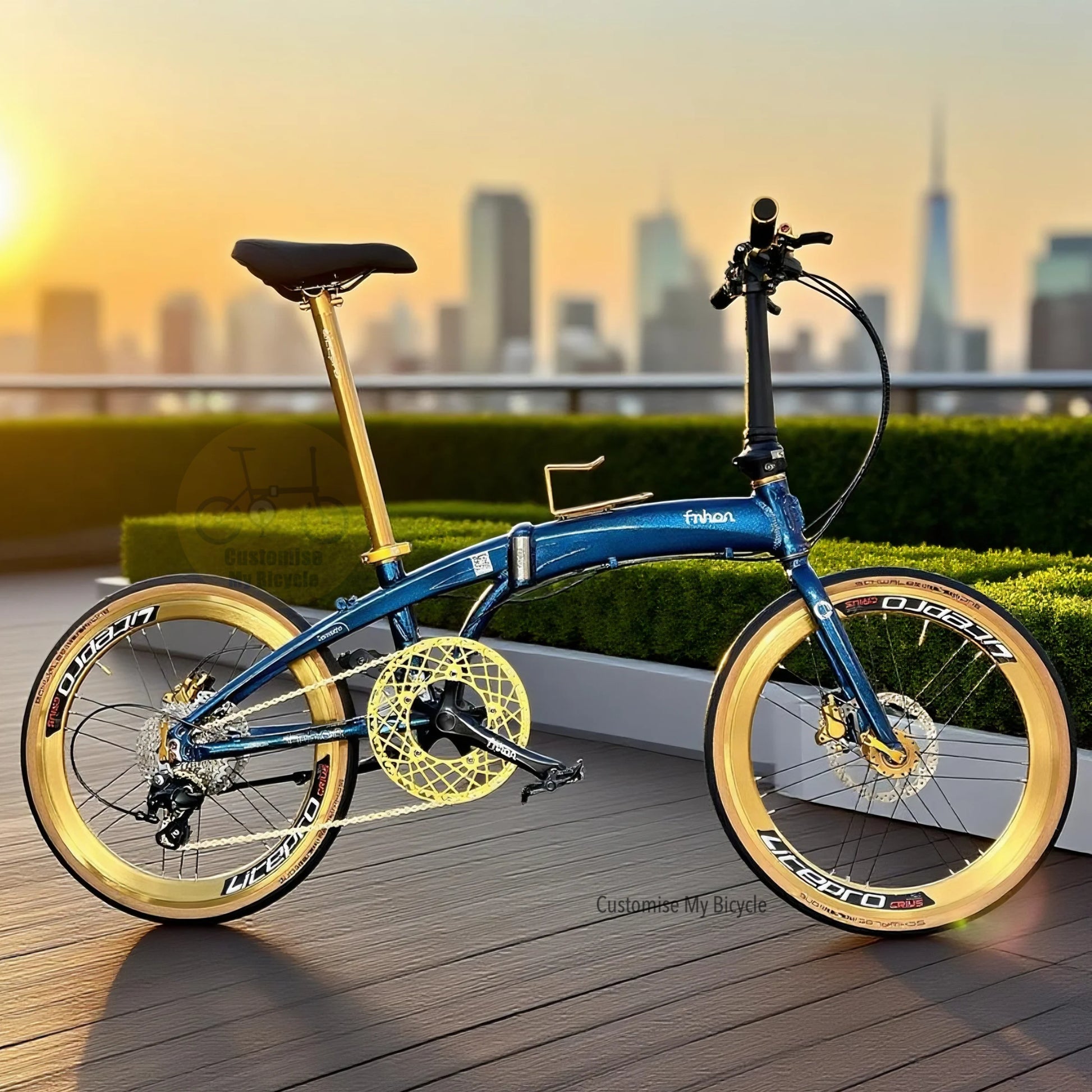 Fnhon Tornado 22 Inch Folding Bike Chameleon Blue Shimano 10 Gears Tiagra Schwalbe One Tyres Litepro Wheelset Aerodynamic Aluminium Folding Bicycle
