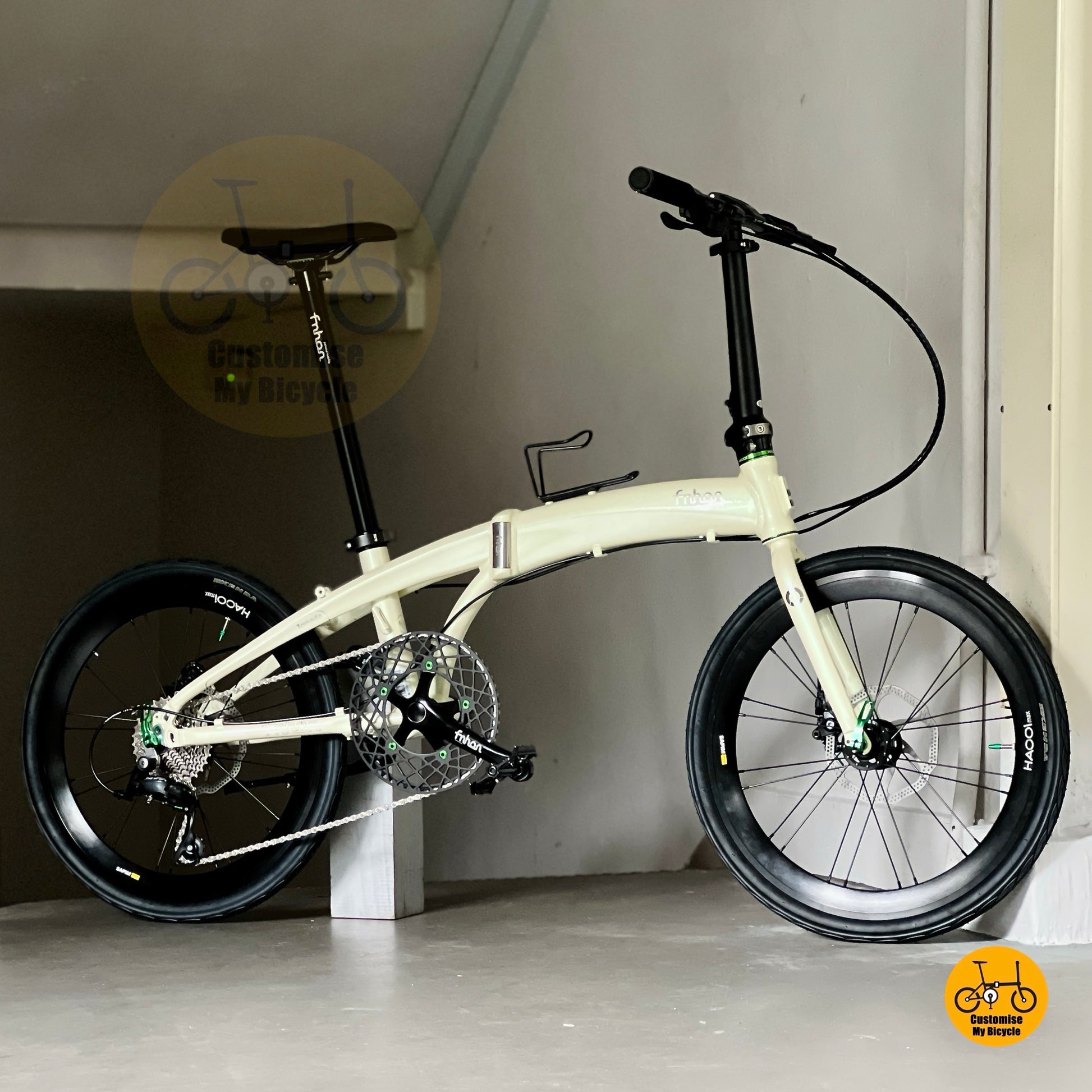 Basikal Lipat Fnhon Tornado 22 Inci Beige Shimano 9 Kelajuan Basikal Ringan Untuk Bandar