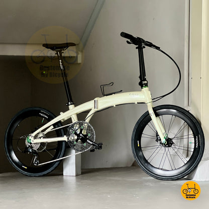 Basikal Lipat Fnhon Tornado 22 Inci Beige Shimano 9 Kelajuan Basikal Ringan Untuk Bandar