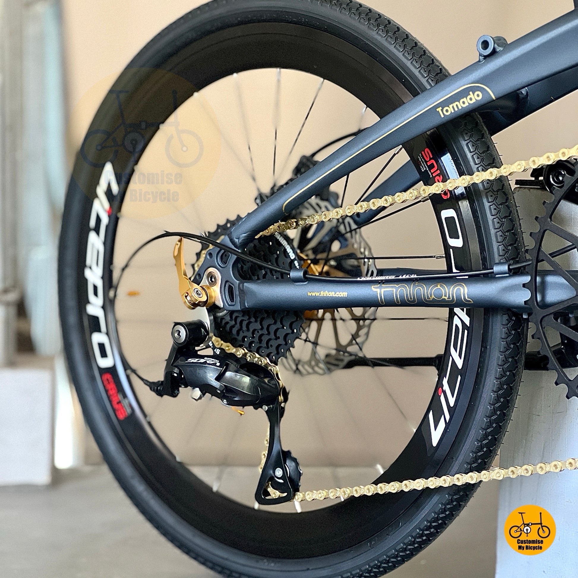 Shimano 9 gears drivetrain on folding bike fnhon Tornado 20" 451