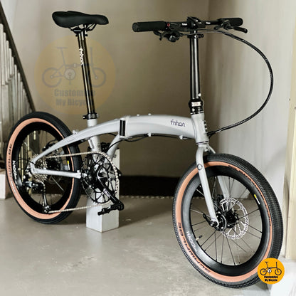 Basikal Lipat Fnhon Tornado 20 Inci Kelabu Battleship Shimano 9 Gear Basikal Lipat Ringan Untuk Pengangkutan Harian